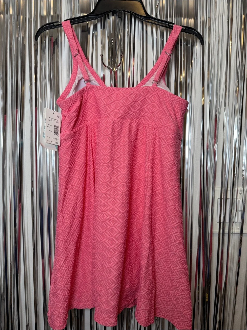 Swim Solutions Pink Textured One-Piece Swimdress with Front Knot Size 16W NEW - Picture 5 of 7